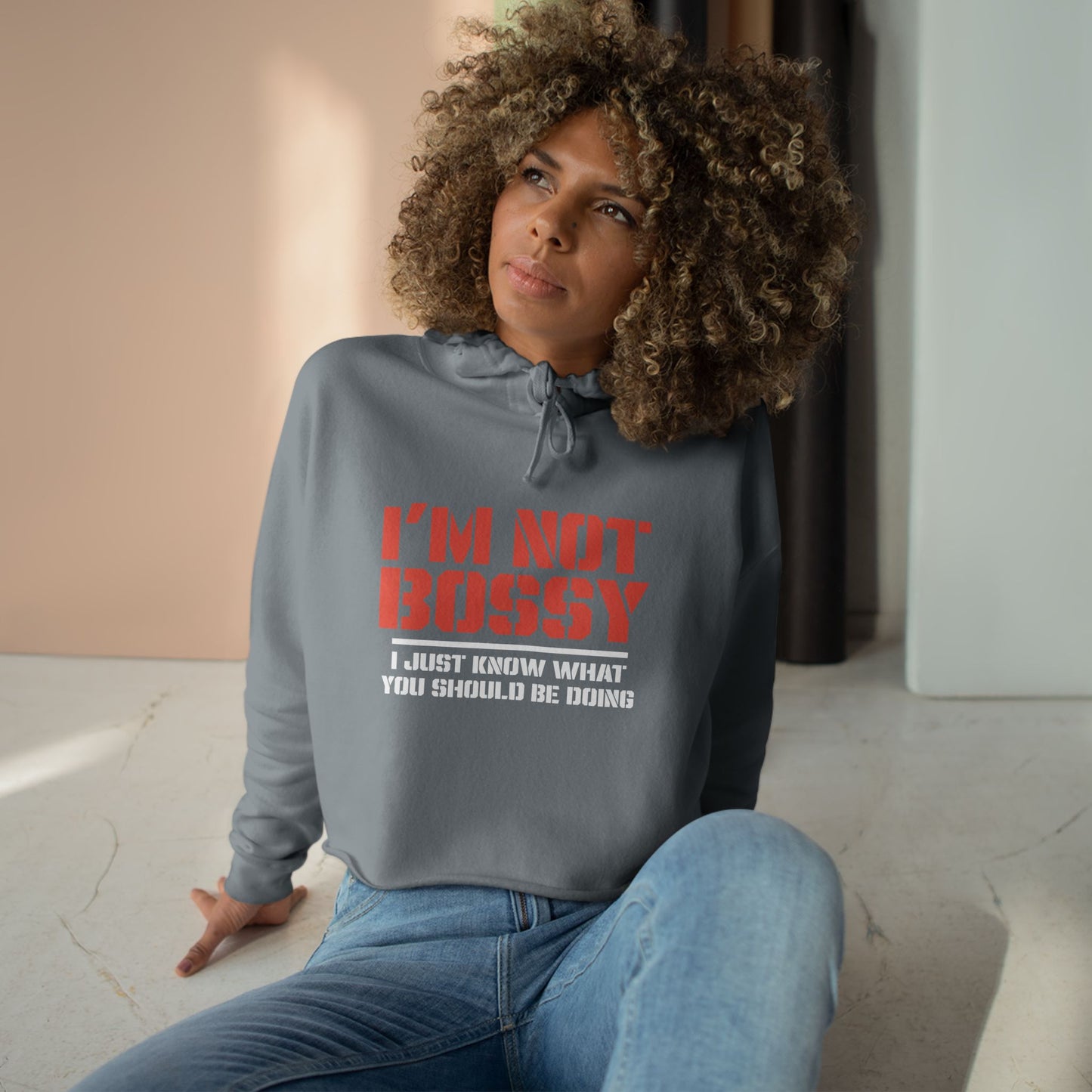 Bossy Woman Crop Hoodie - Funny and Trendy Women's Fashion