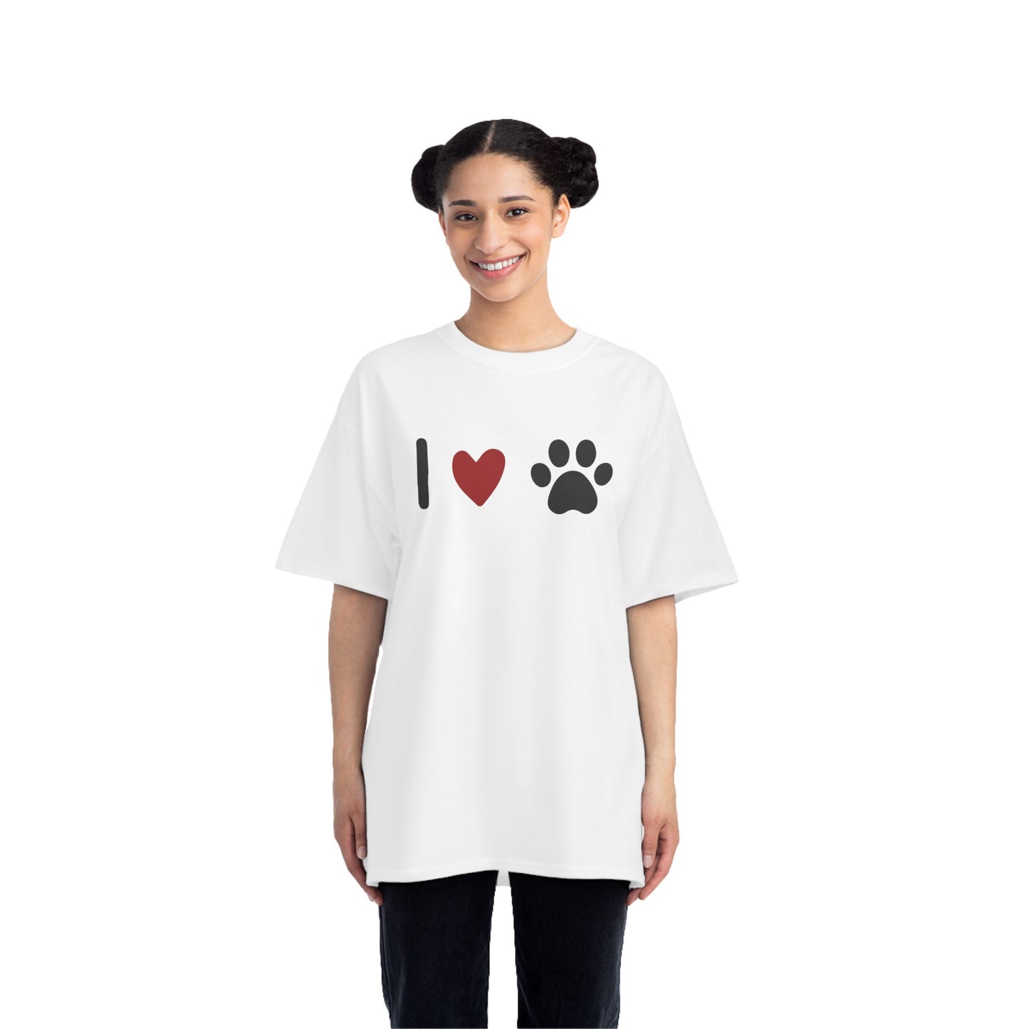 I Love Paw Print Short-Sleeve T-Shirt for Pet Lovers