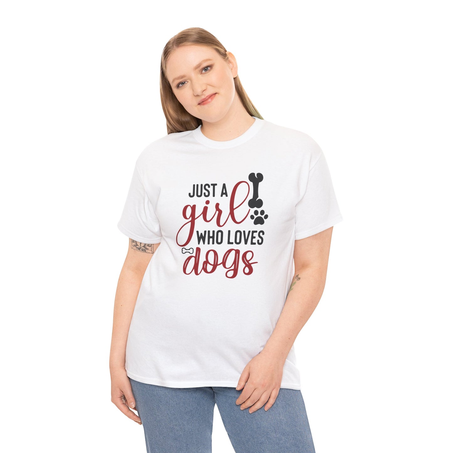 Just a Girl Who Loves Dogs, women Heavy Cotton Tee