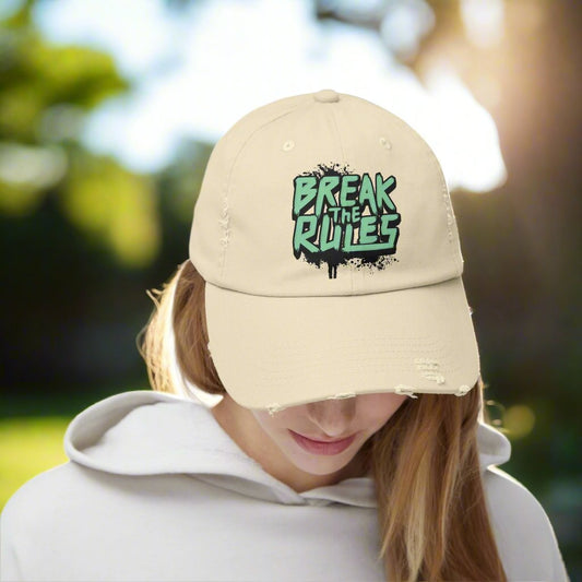 Unisex Distressed Cap - Break the Rules