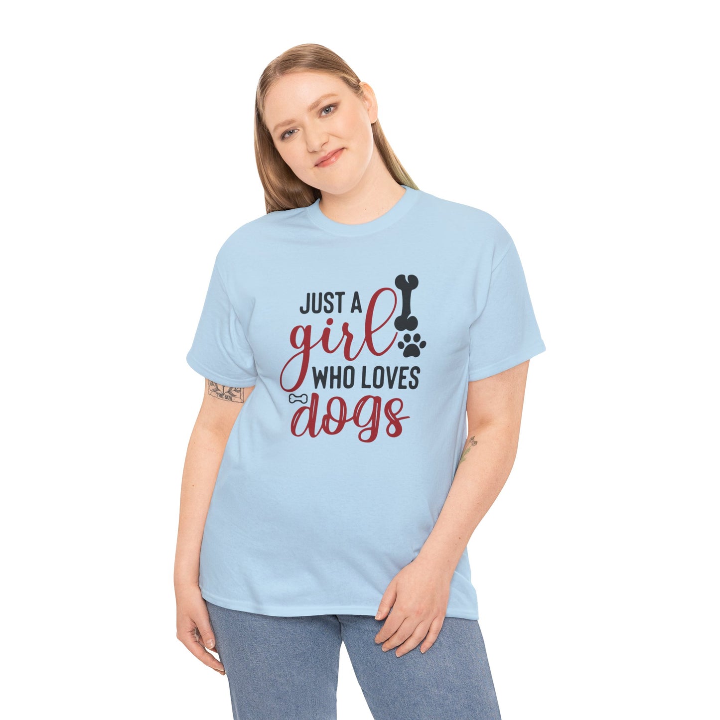 Just a Girl Who Loves Dogs, women Heavy Cotton Tee