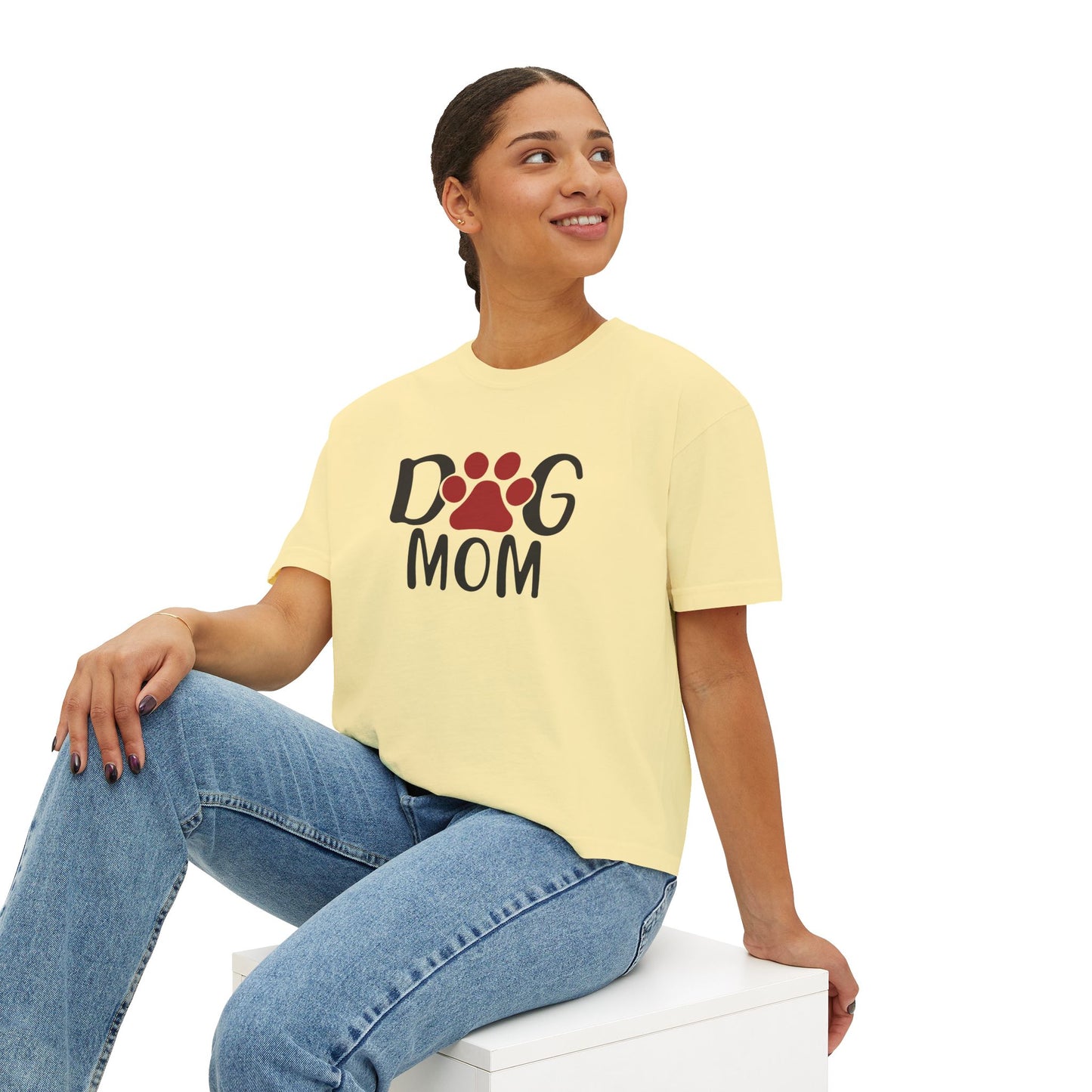 Dog Mom Women's Boxy Tee - Cozy & Stylish Pet Lover Shirt