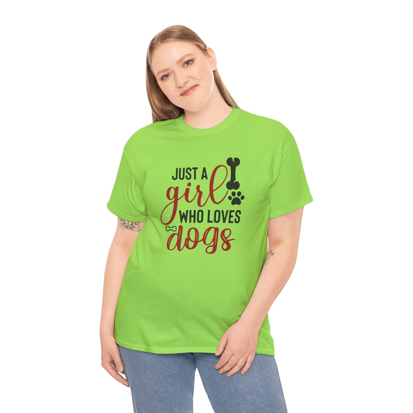 Just a Girl Who Loves Dogs, women Heavy Cotton Tee