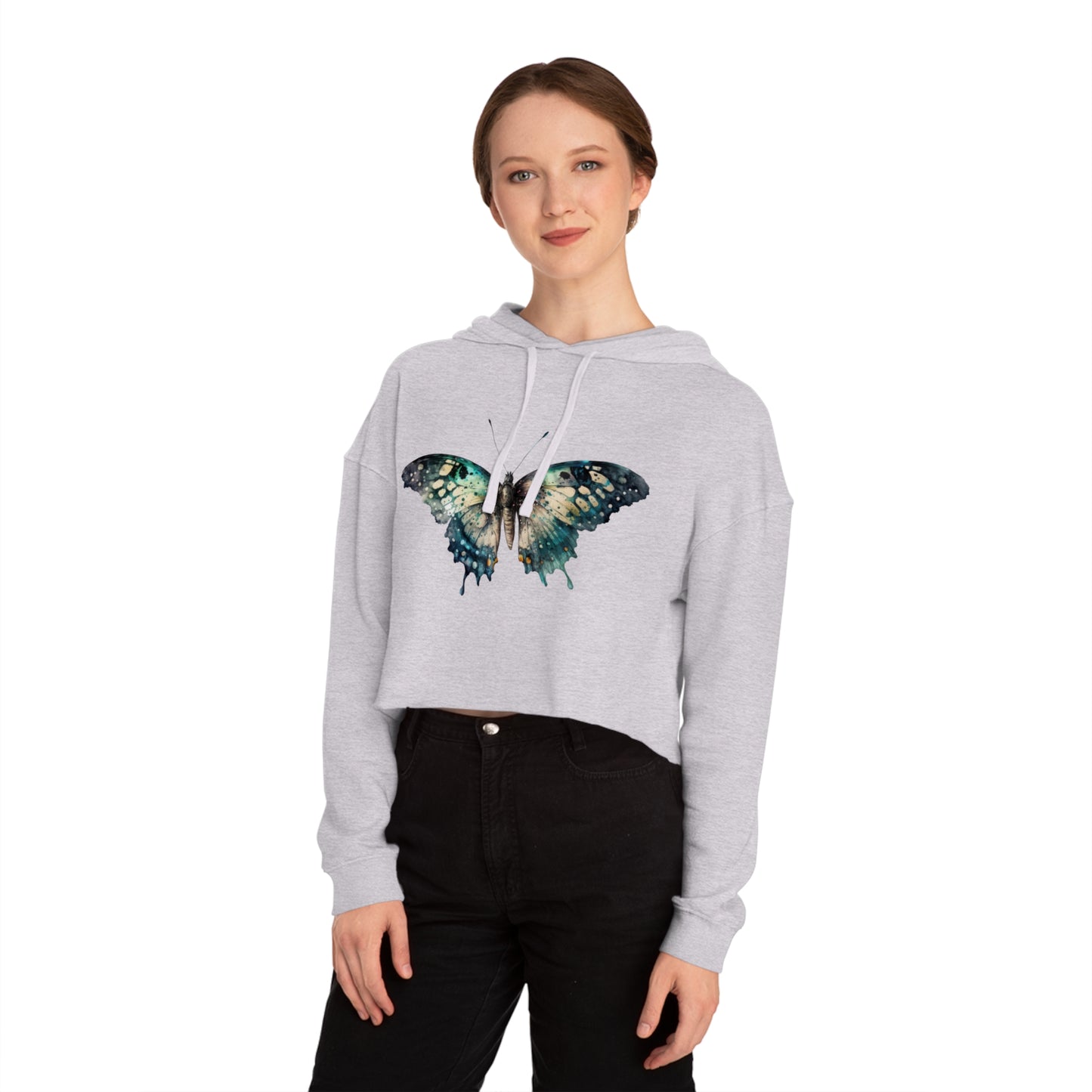 Butterfly Cropped Hoodie for Women
