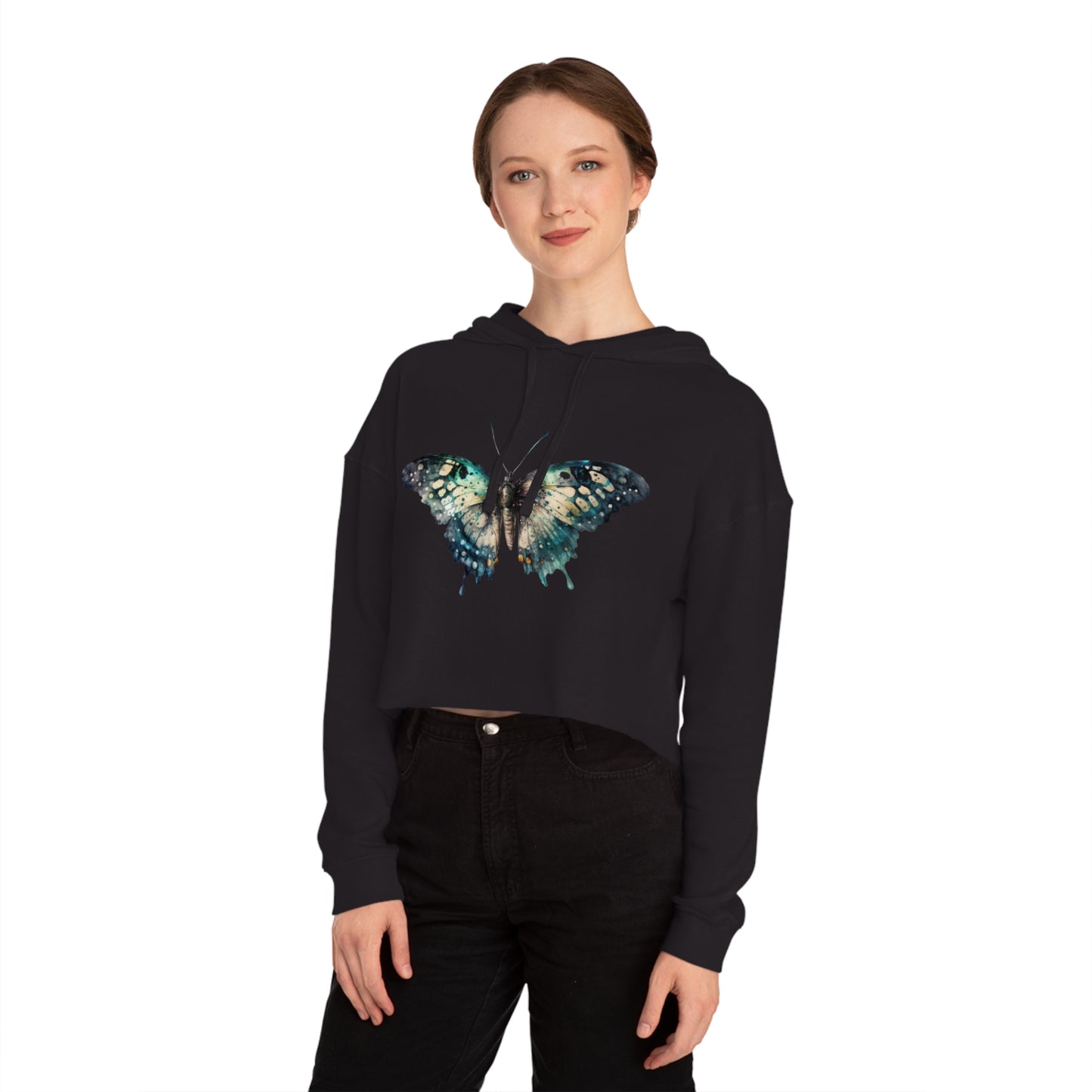 Butterfly Cropped Hoodie for Women
