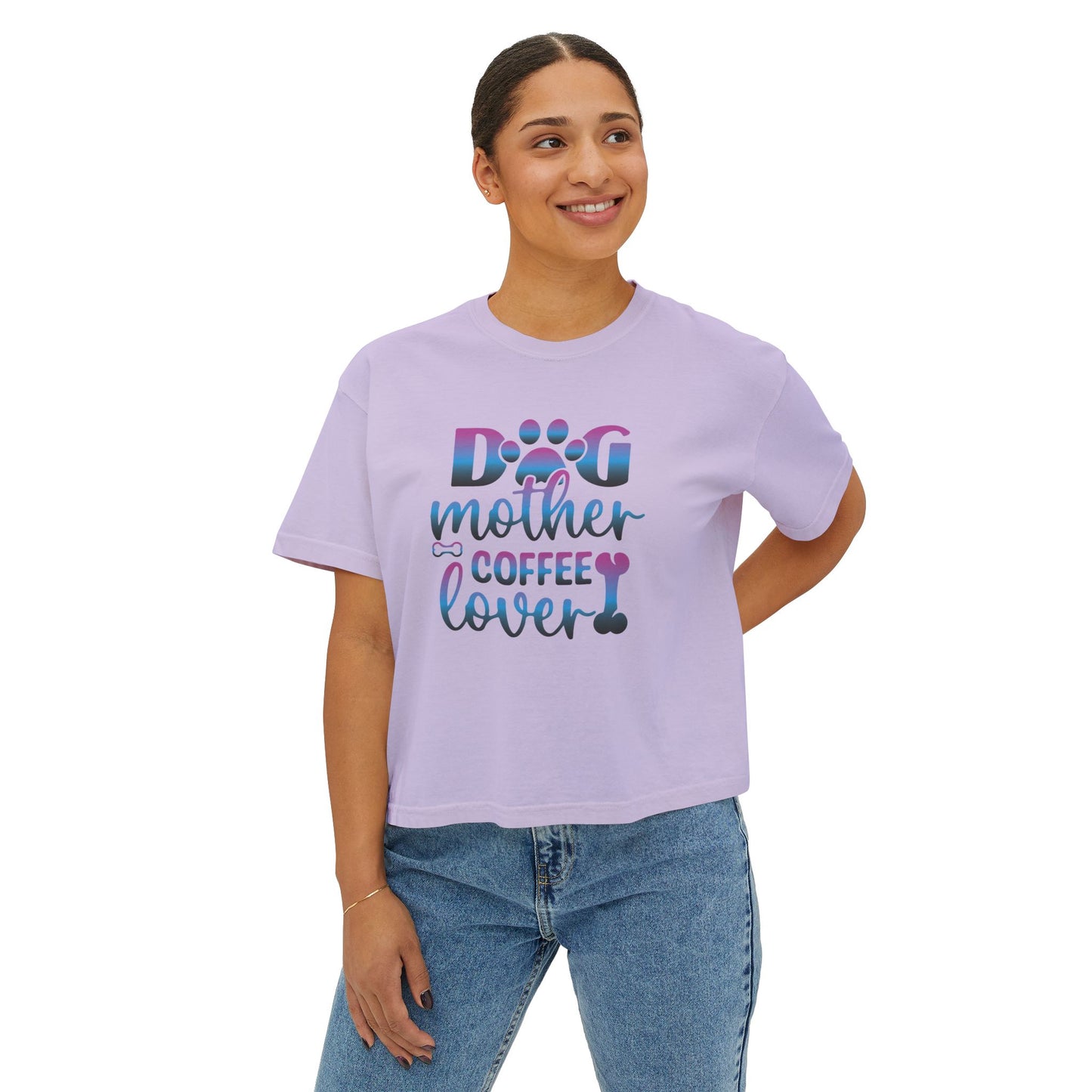 Dog Mother Coffee Lover Boxy Tee - Perfect Gift for Pet Moms