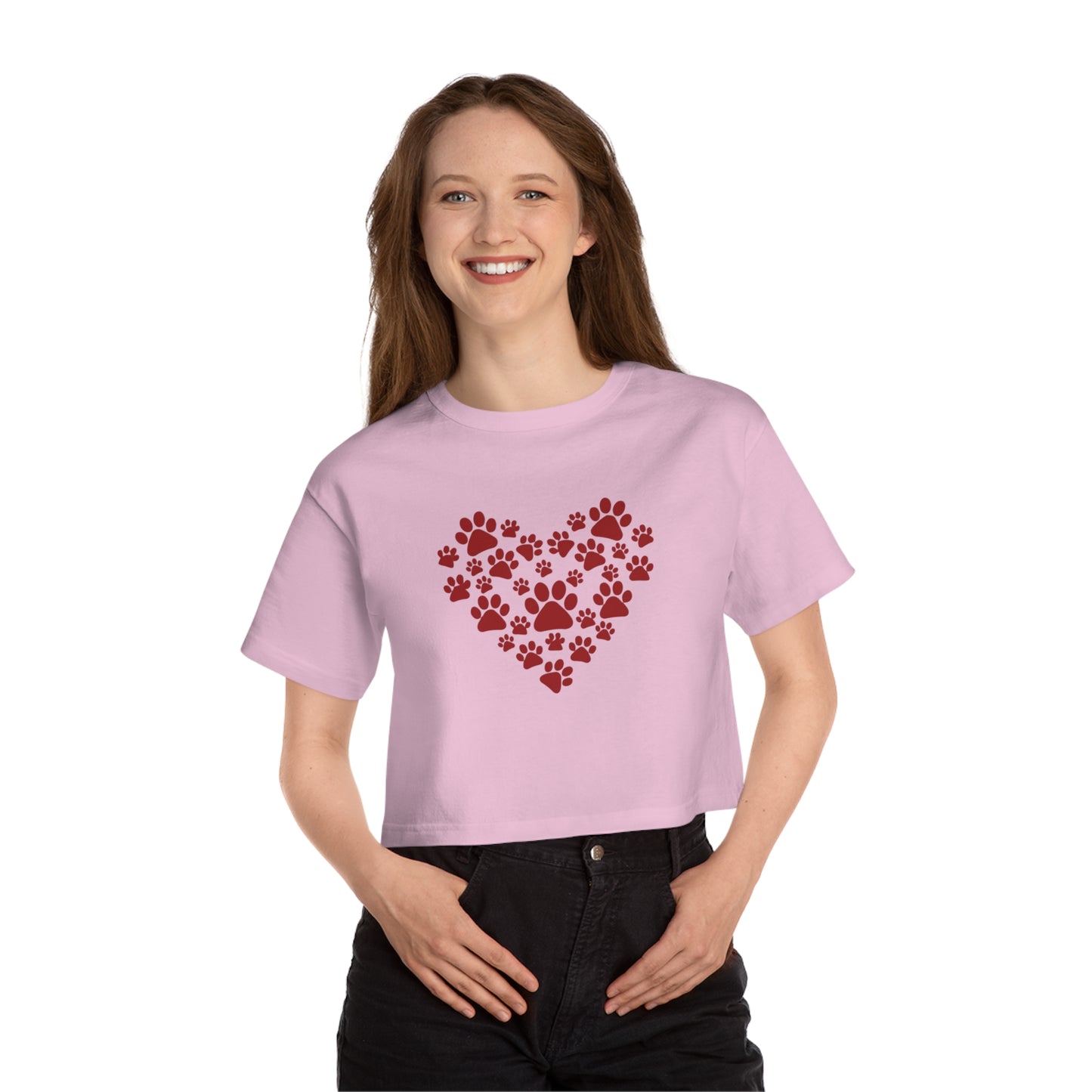 Heart Paw Print Cropped T-Shirt for Animal Lovers