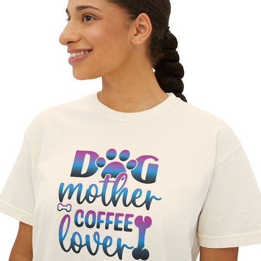Dog Mother Coffee Lover Boxy Tee - Perfect Gift for Pet Moms