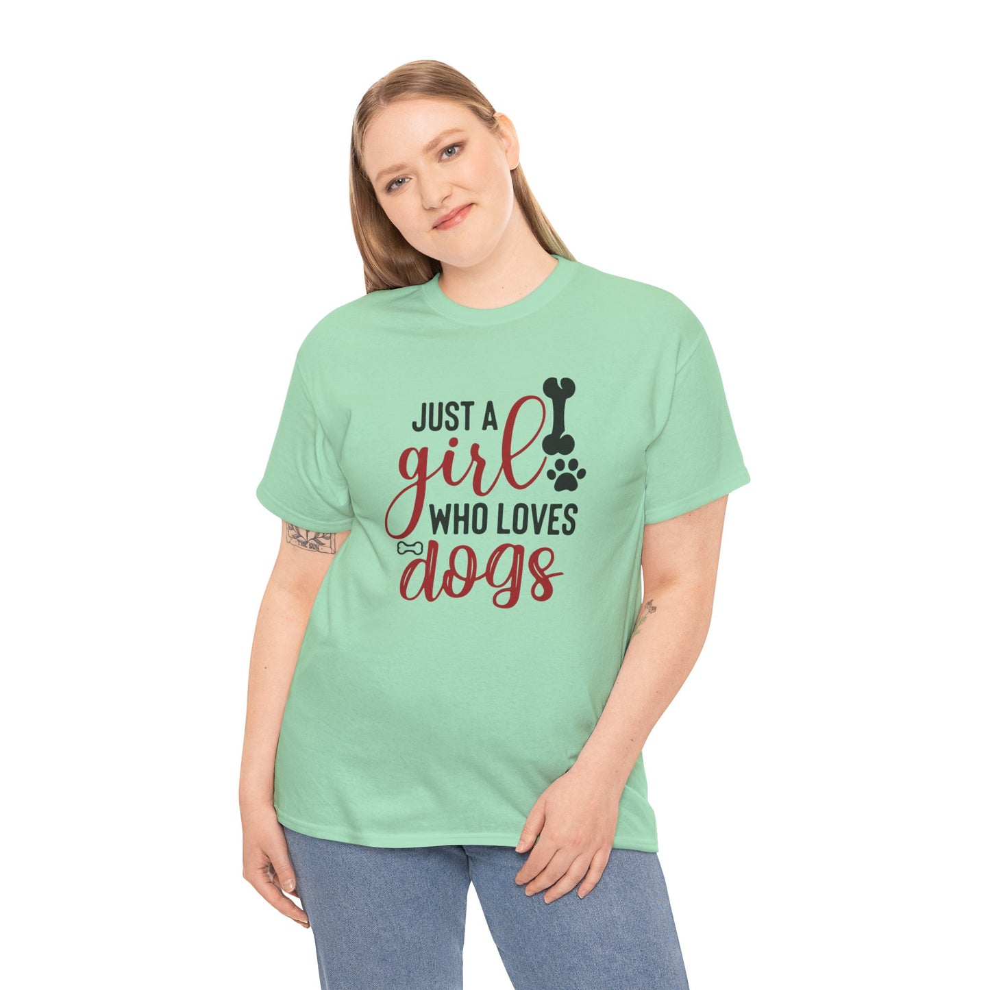 Just a Girl Who Loves Dogs, women Heavy Cotton Tee