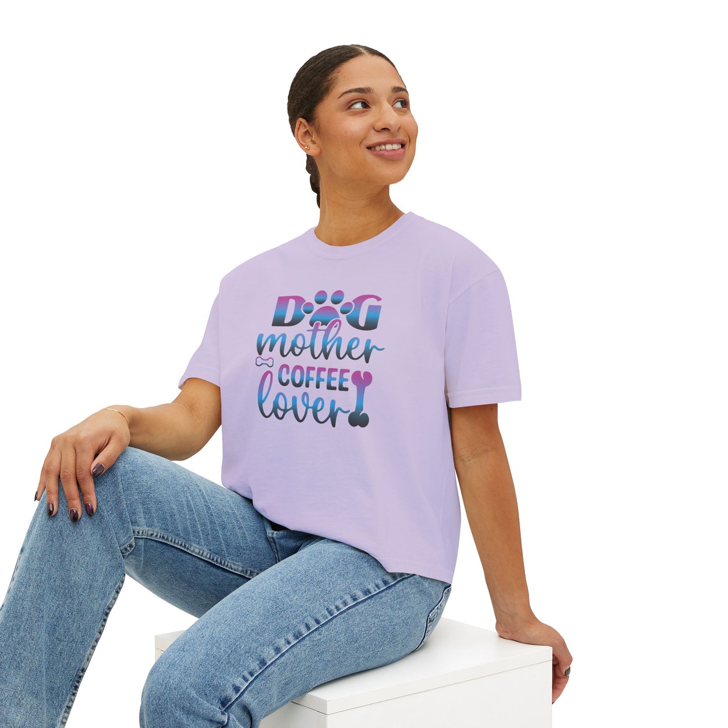 Dog Mother Coffee Lover Boxy Tee - Perfect Gift for Pet Moms