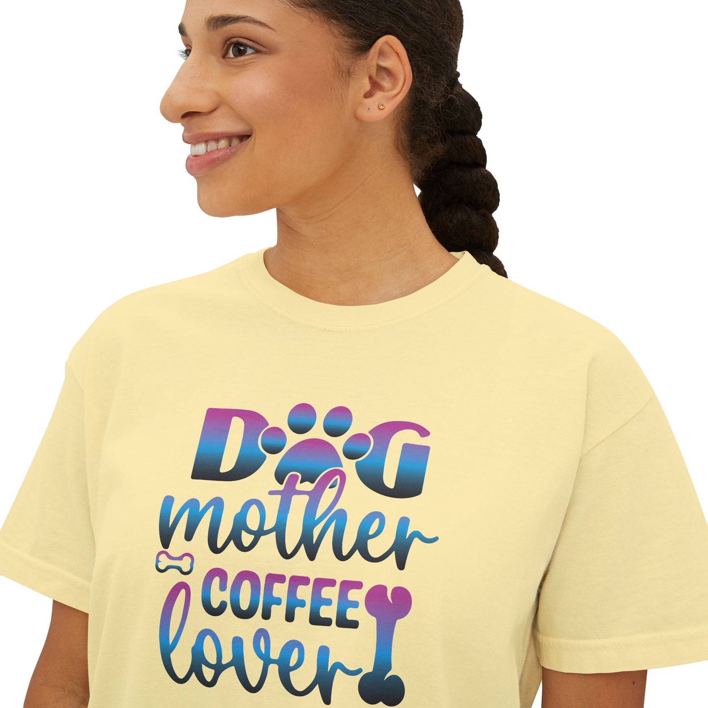 Dog Mother Coffee Lover Boxy Tee - Perfect Gift for Pet Moms
