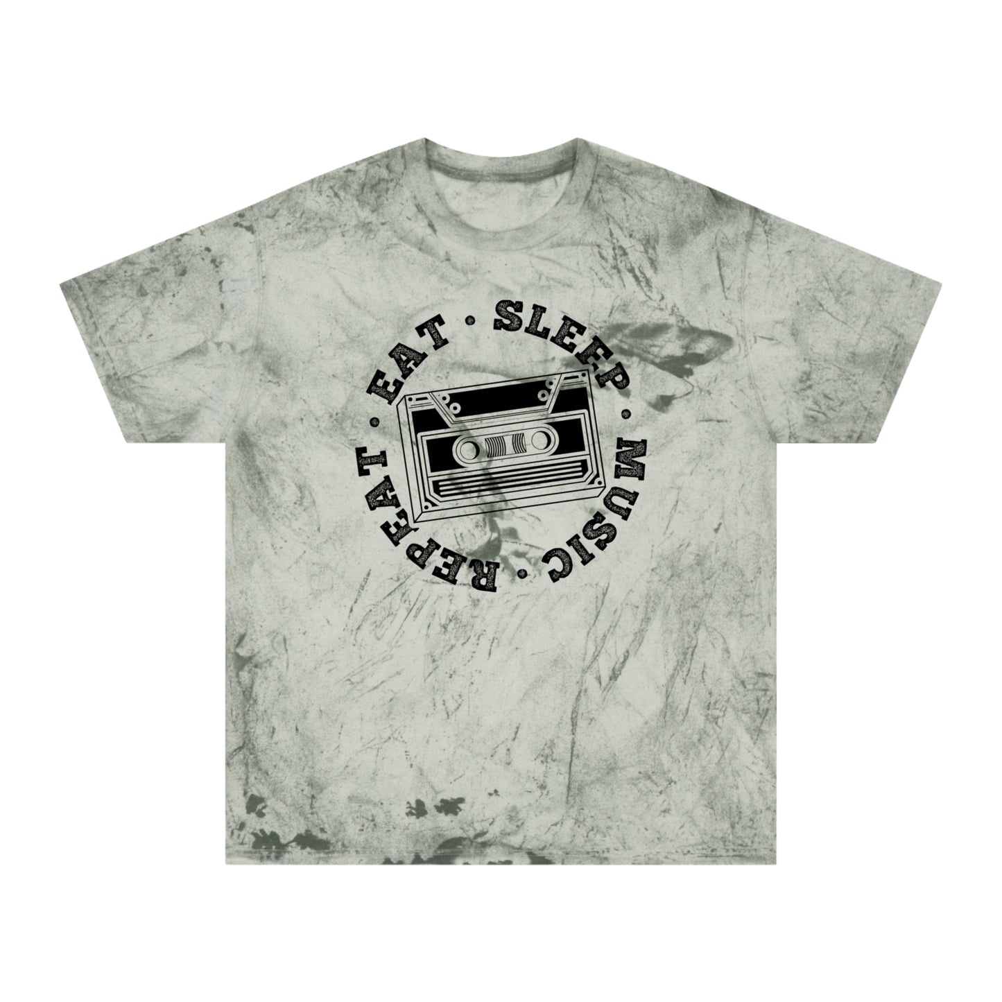 Unisex Color Blast T-Shirt with Eat Sleep Music Repeat Design