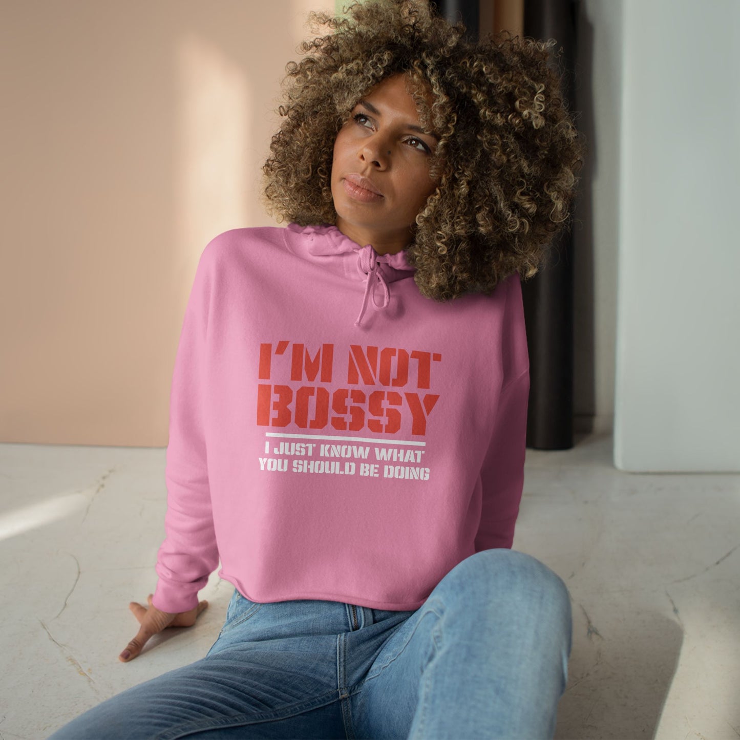 Bossy Woman Crop Hoodie - Funny and Trendy Women's Fashion