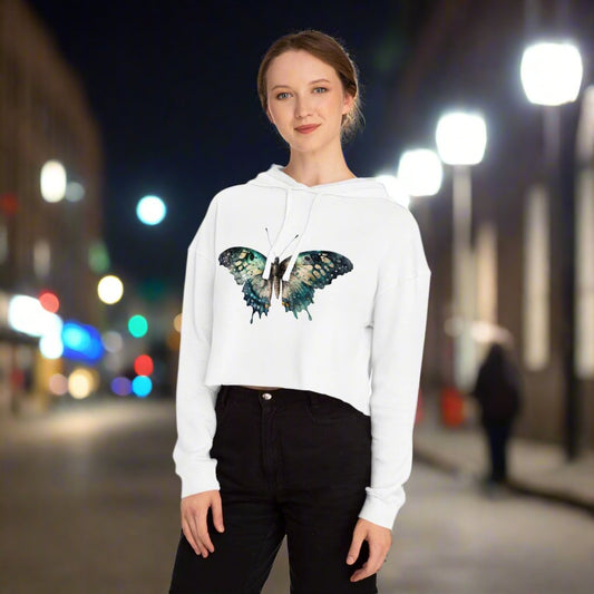 Butterfly Cropped Hoodie for Women