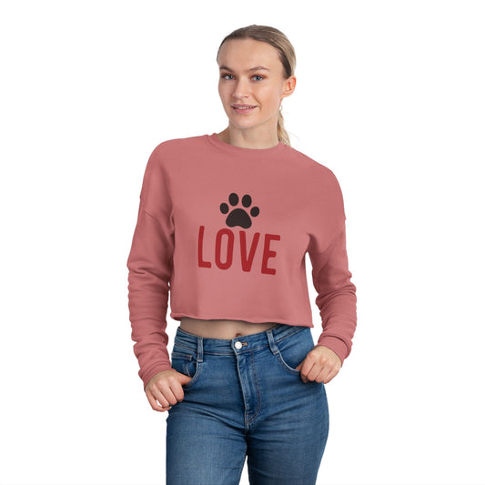 Cropped Sweatshirt with Love and Paw Print – Perfect for Animal Lovers