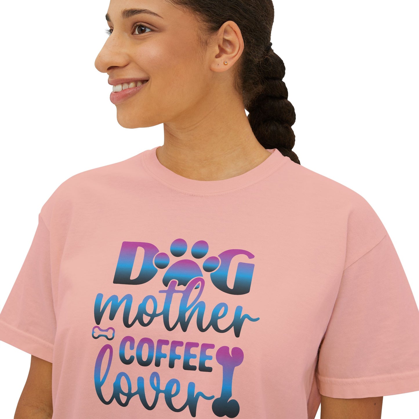 Dog Mother Coffee Lover Boxy Tee - Perfect Gift for Pet Moms