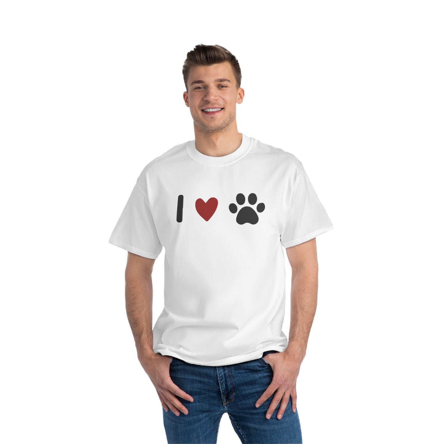 I Love Paw Print Short-Sleeve T-Shirt for Pet Lovers