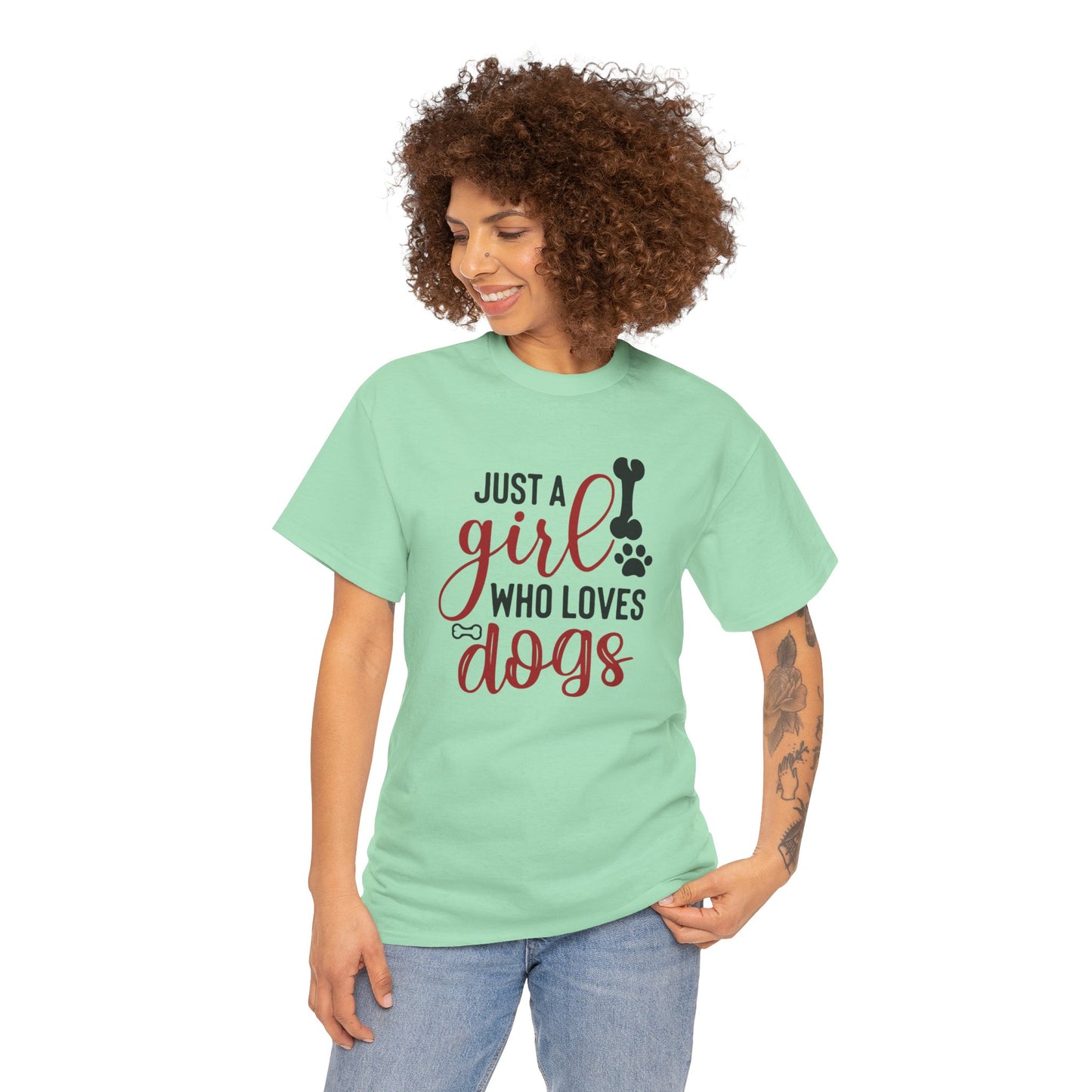 Just a Girl Who Loves Dogs, women Heavy Cotton Tee