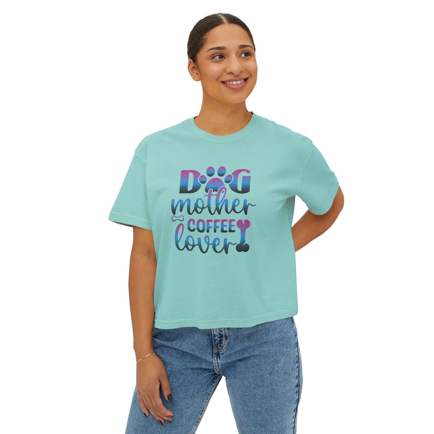 Dog Mother Coffee Lover Boxy Tee - Perfect Gift for Pet Moms