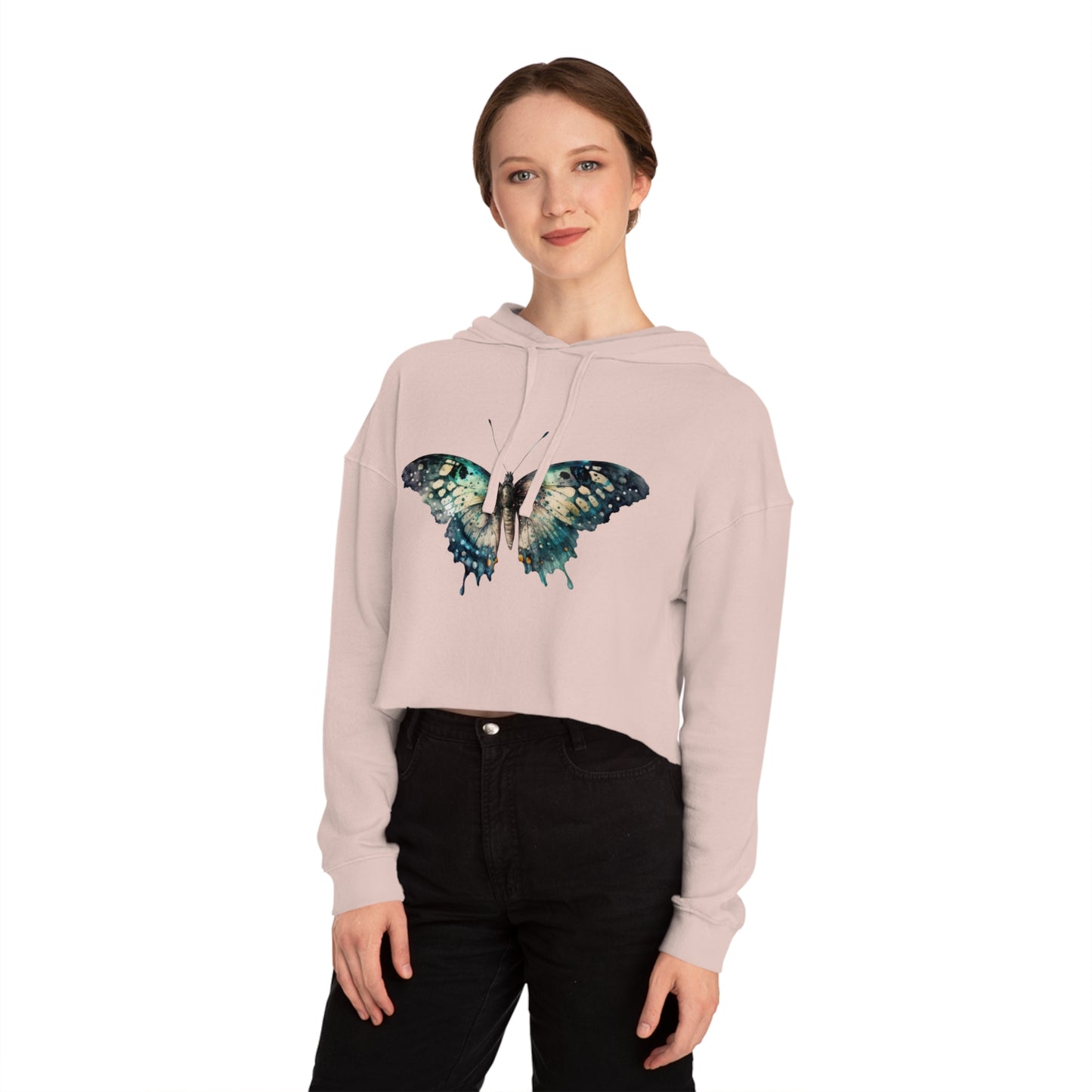 Butterfly Cropped Hoodie for Women