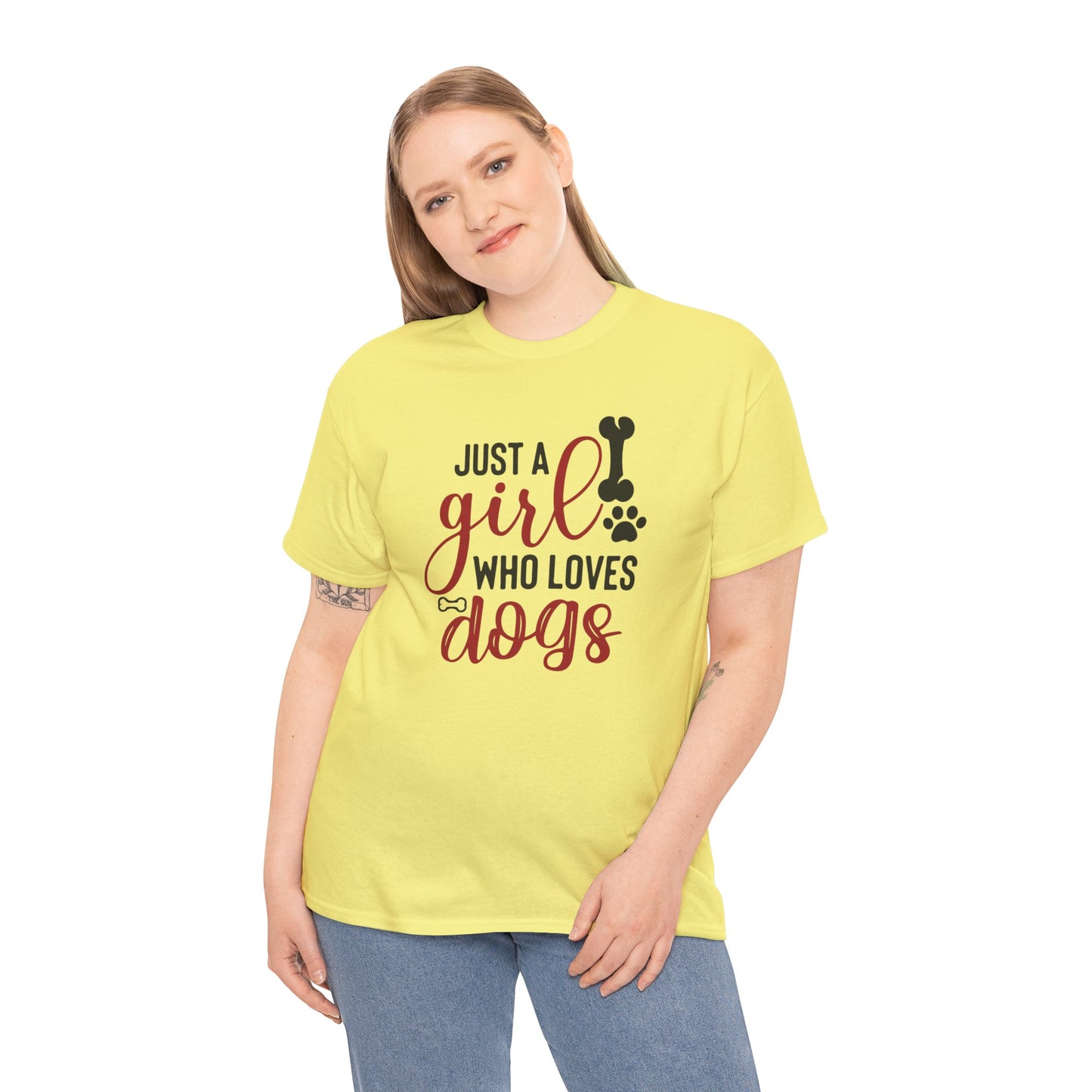Just a Girl Who Loves Dogs, women Heavy Cotton Tee