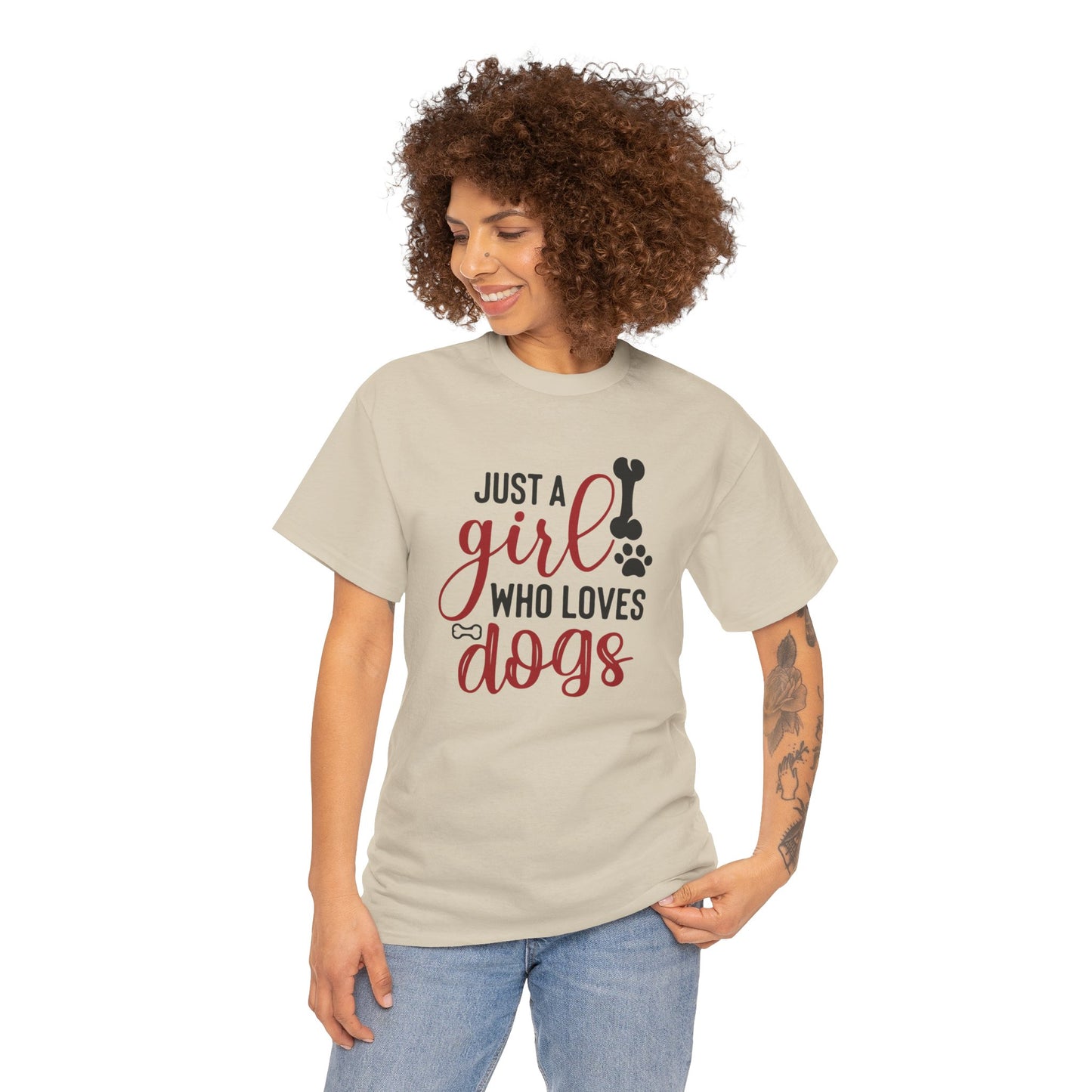 Just a Girl Who Loves Dogs, women Heavy Cotton Tee
