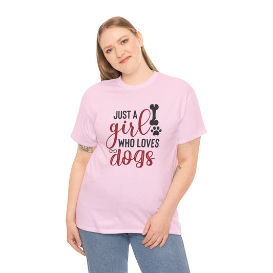 Just a Girl Who Loves Dogs, women Heavy Cotton Tee