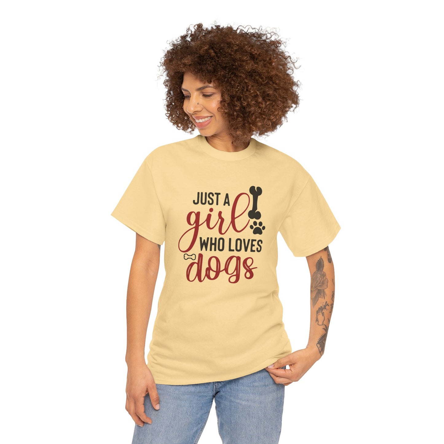 Just a Girl Who Loves Dogs, women Heavy Cotton Tee