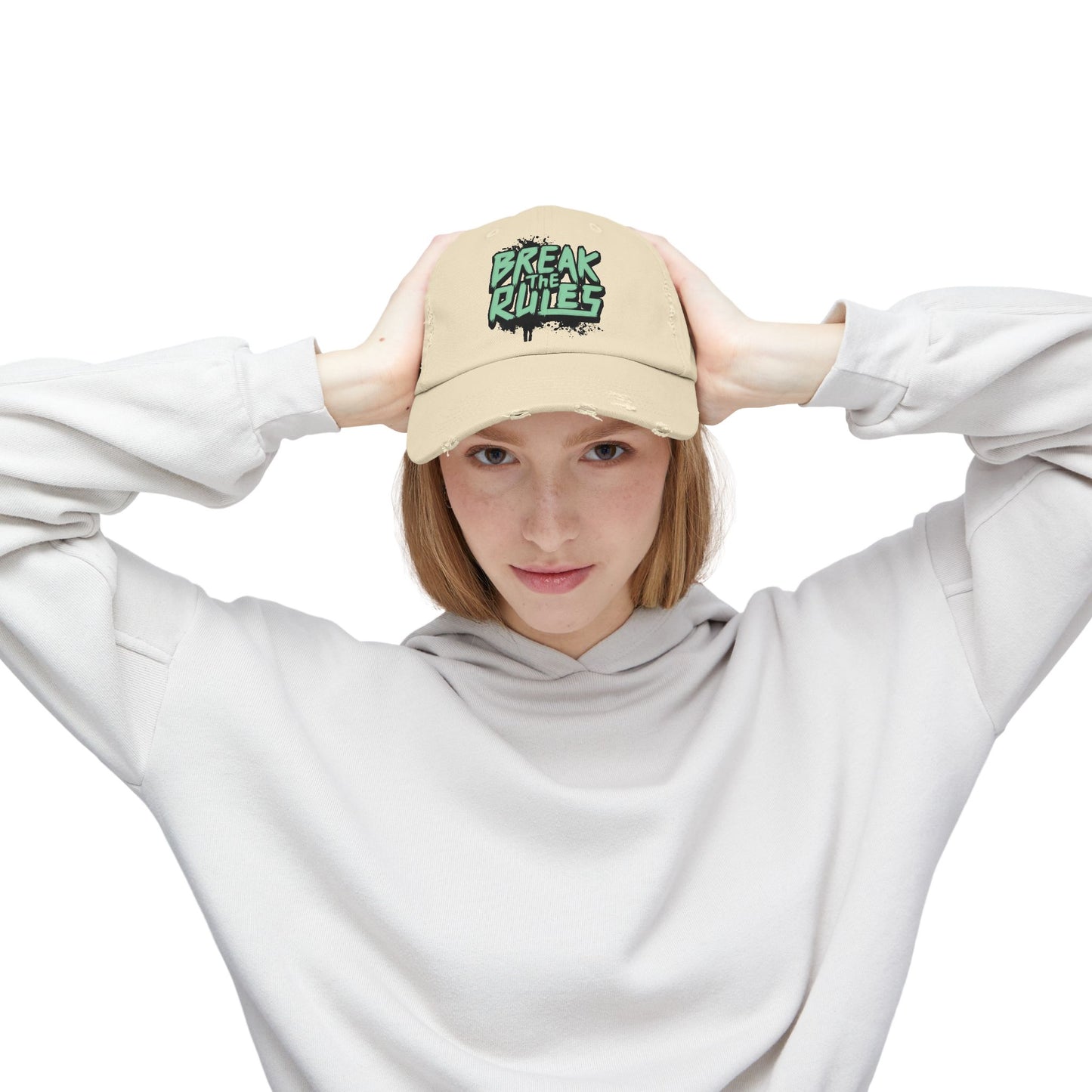 Unisex Distressed Cap - Break the Rules
