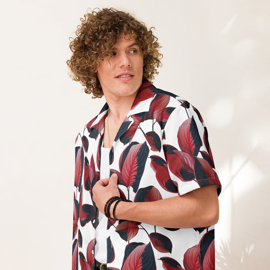 Graphic Oversized Unisex shirt | Leaves pattern