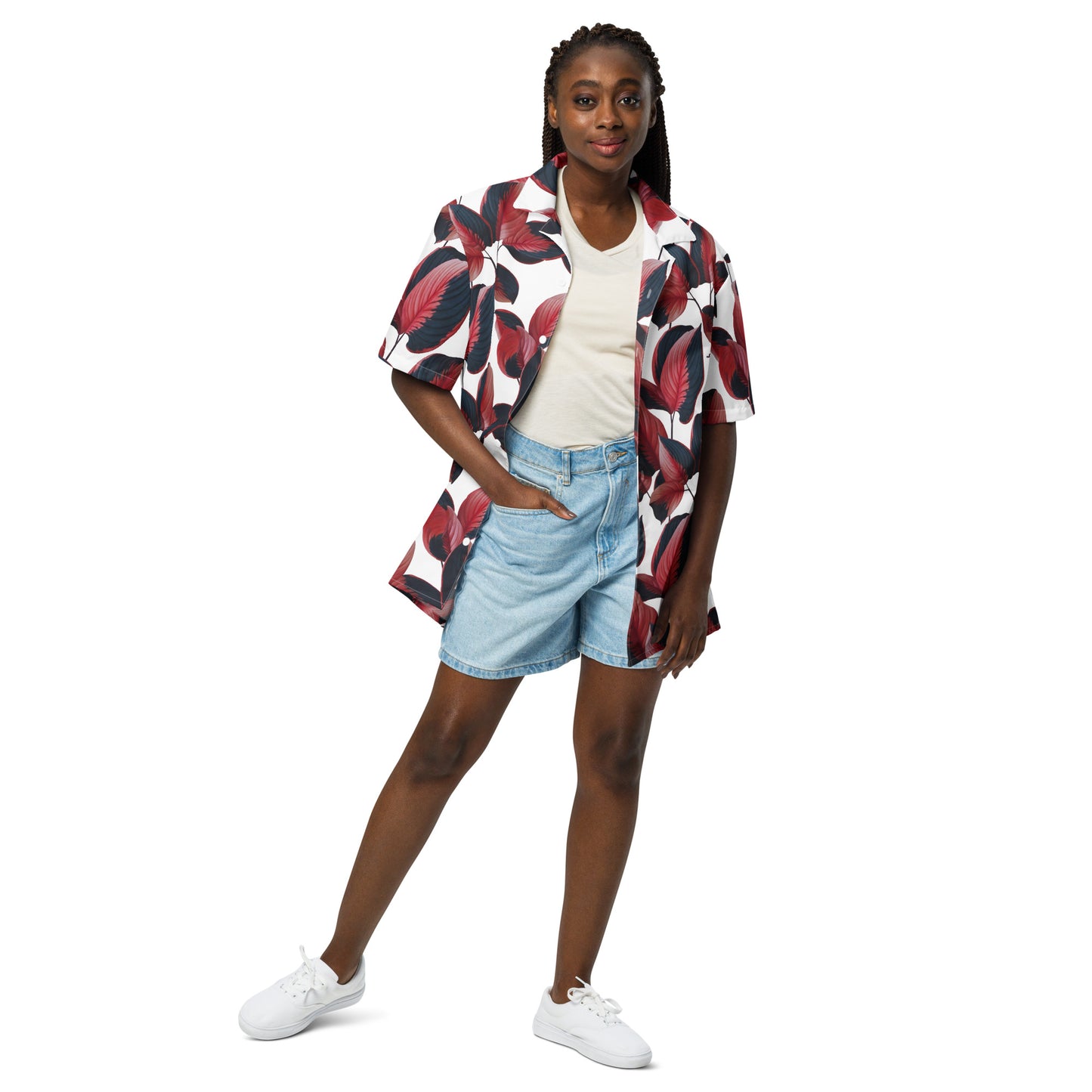 Graphic Oversized Unisex shirt | Leaves pattern