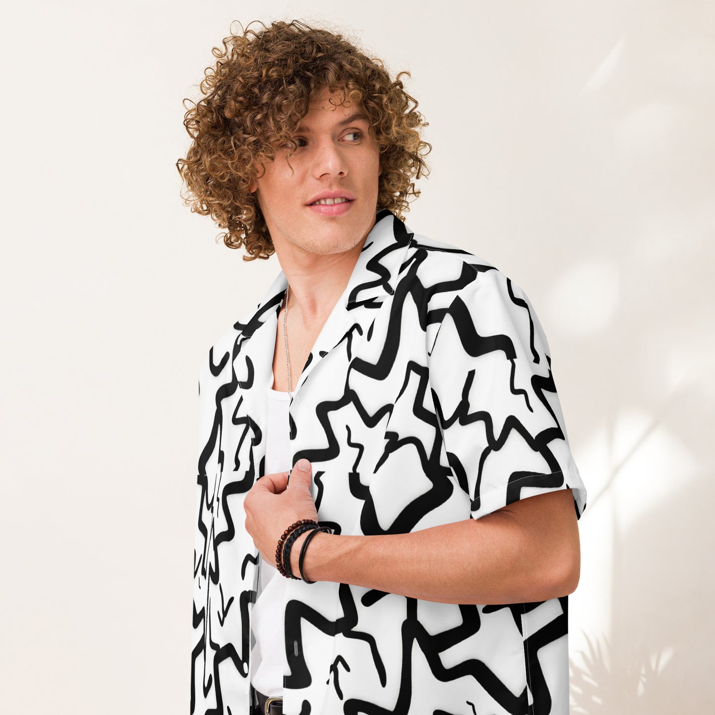 B&W pattern Unisex button shirt