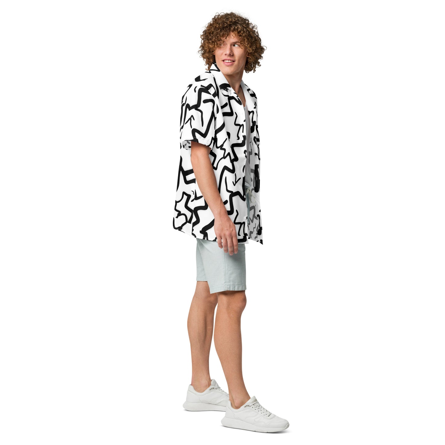 B&W pattern Unisex button shirt