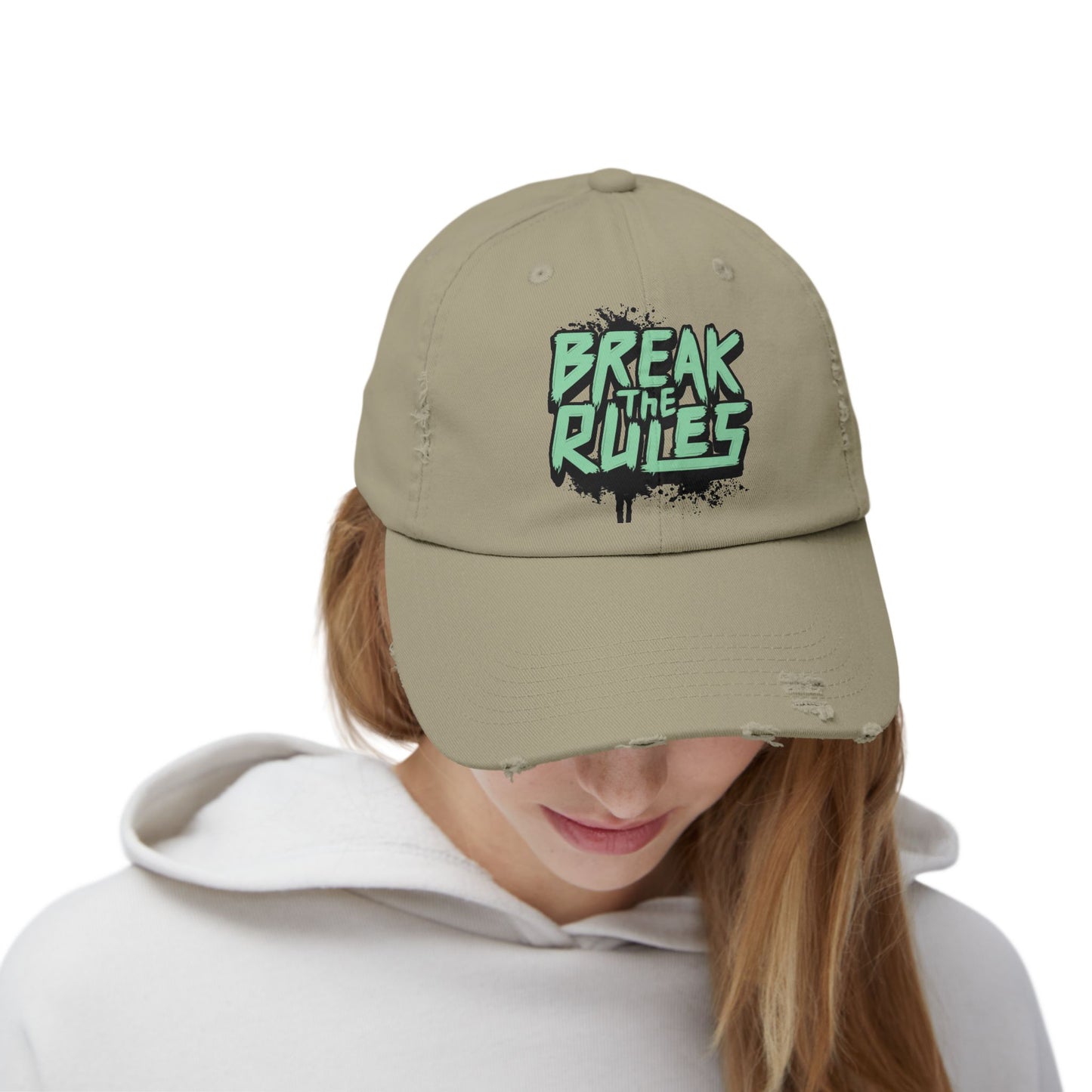 Unisex Distressed Cap - Break the Rules