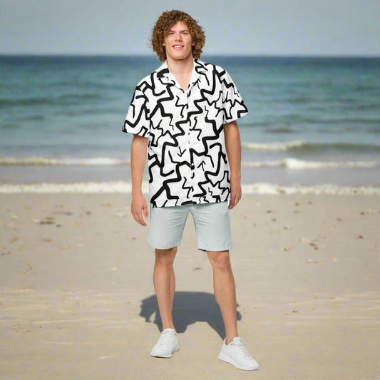 B&W pattern Unisex button shirt